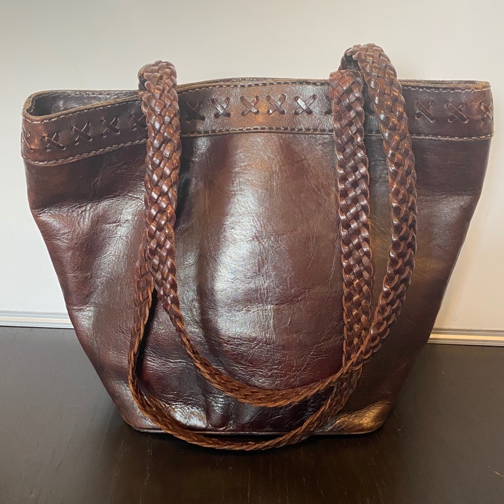 Leather Braided Strap Zipper Closure Shoulder Bag - Picture 11 of 11
